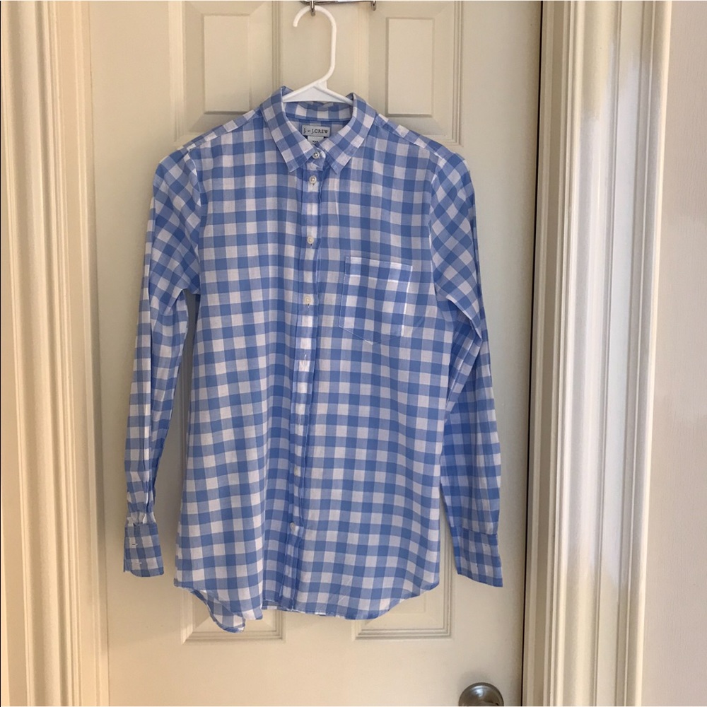 J Crew gingham blouse